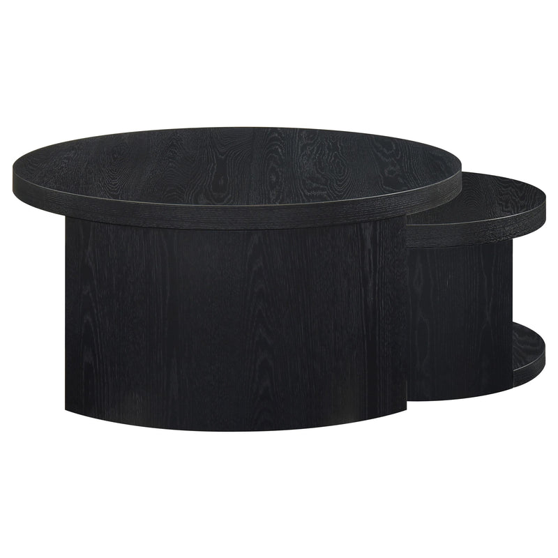 Sweeney 2-piece Round Wood Occasional Nesting Table Set Black - 722820