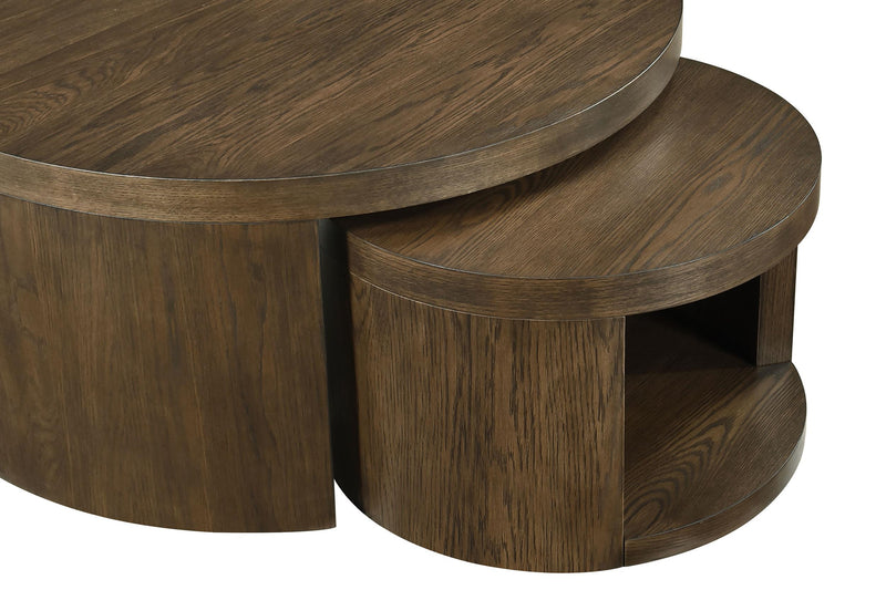 Sweeney 2-piece Round Wood Occasional Nesting Table Set Dark Walnut - 722830