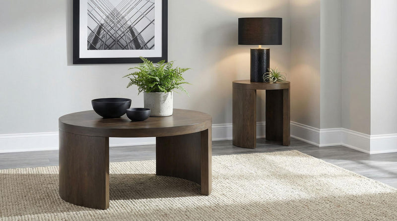 Sweeney 24-inch Round Wood Occasional Side End Table Dark Walnut - 722837