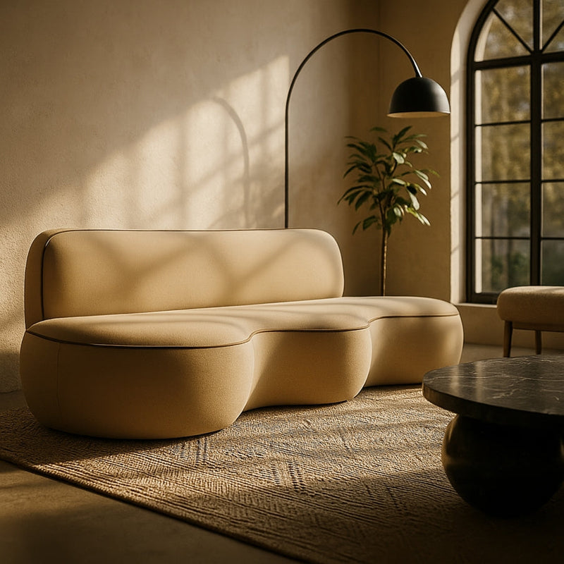 Swerve 101" Velvet Upholstered Sofa in Beige - 44021Beige-S