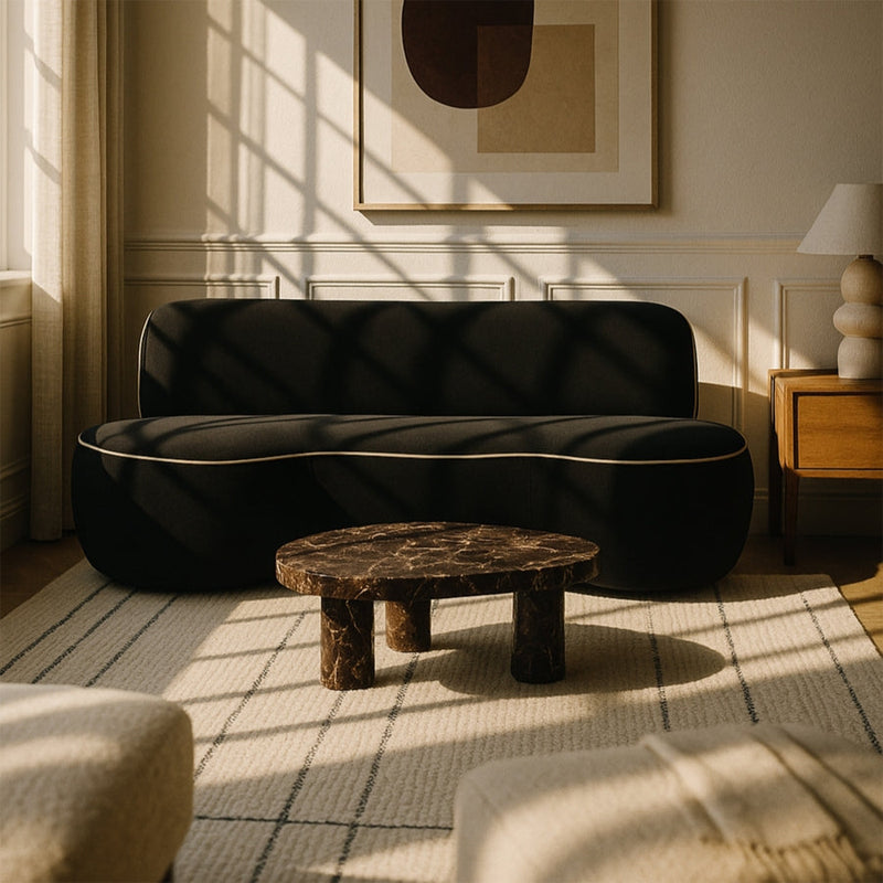 Swerve 101" Velvet Upholstered Sofa in Black - 44021Black-S
