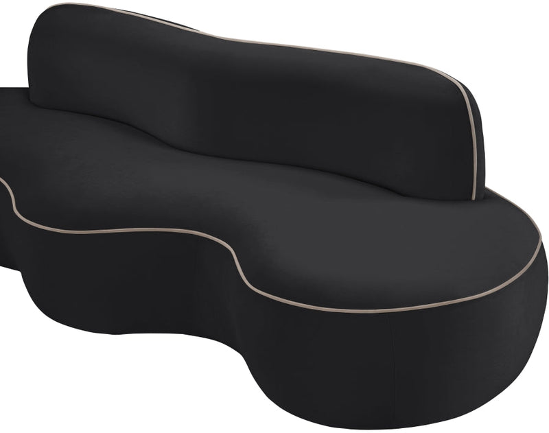 Swerve 101" Velvet Upholstered Sofa in Black - 44021Black-S
