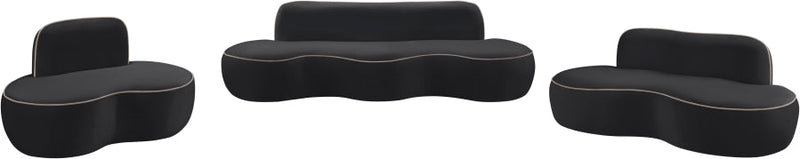 Swerve 101" Velvet Upholstered Sofa in Black - 44021Black-S