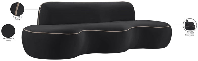 Swerve 101" Velvet Upholstered Sofa in Black - 44021Black-S