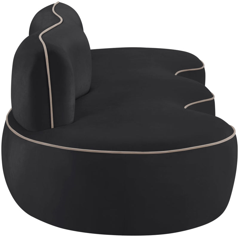 Swerve 101" Velvet Upholstered Sofa in Black - 44021Black-S