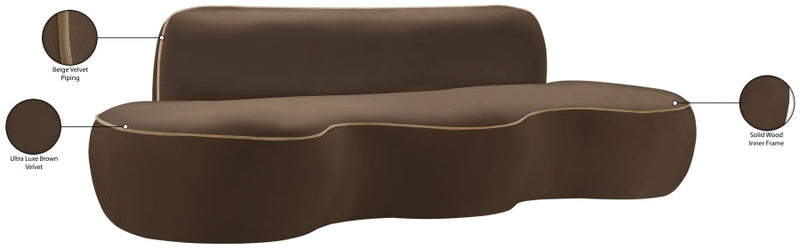 Swerve 101" Velvet Upholstered Sofa in Brown - 44021Brown-S