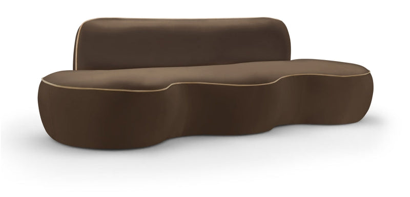 Swerve 101" Velvet Upholstered Sofa in Brown - 44021Brown-S