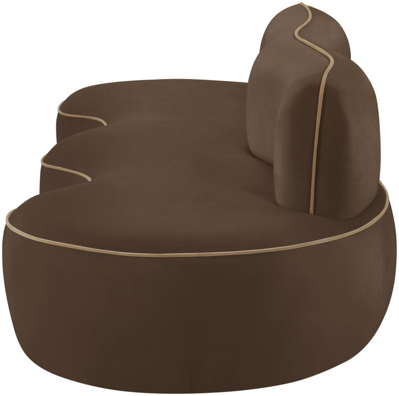 Swerve 101" Velvet Upholstered Sofa in Brown - 44021Brown-S