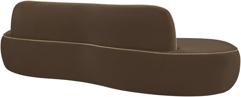 Swerve 101" Velvet Upholstered Sofa in Brown - 44021Brown-S