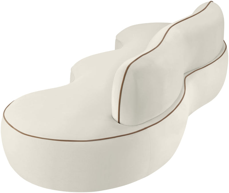 Swerve 101" Velvet Upholstered Sofa in Cream - 44021Cream-S