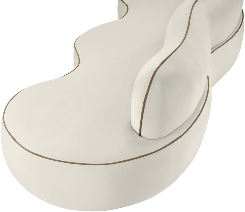 Swerve 101" Velvet Upholstered Sofa in Cream - 44021Cream-S