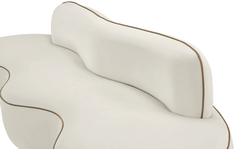 Swerve 101" Velvet Upholstered Sofa in Cream - 44021Cream-S