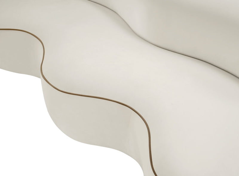 Swerve 101" Velvet Upholstered Sofa in Cream - 44021Cream-S