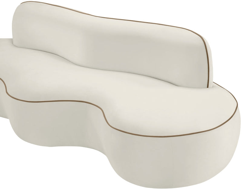 Swerve 101" Velvet Upholstered Sofa in Cream - 44021Cream-S