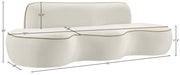 Swerve 101" Velvet Upholstered Sofa in Cream - 44021Cream-S