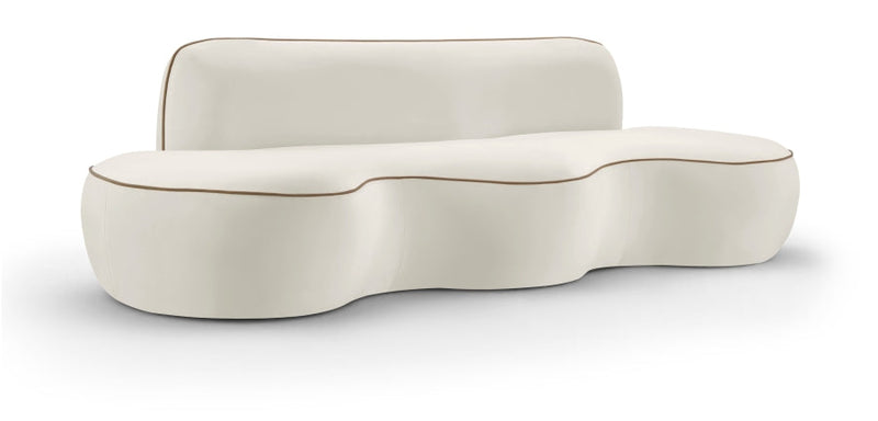 Swerve 101" Velvet Upholstered Sofa in Cream - 44021Cream-S