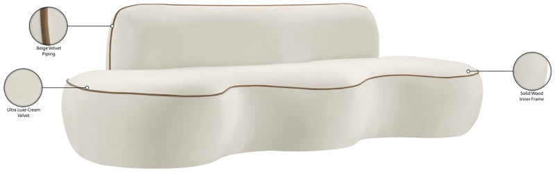 Swerve 101" Velvet Upholstered Sofa in Cream - 44021Cream-S