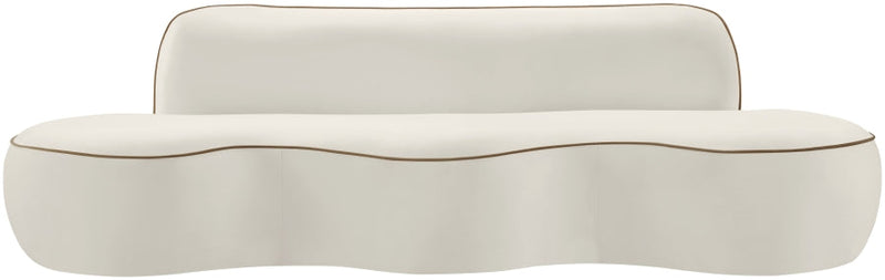 Swerve 101" Velvet Upholstered Sofa in Cream - 44021Cream-S