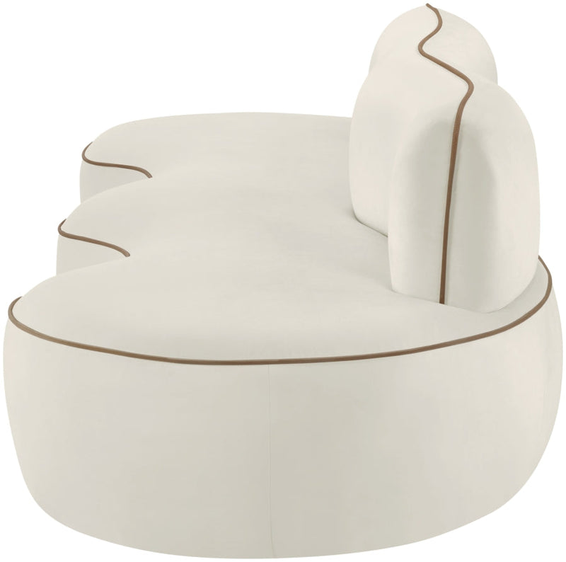 Swerve 101" Velvet Upholstered Sofa in Cream - 44021Cream-S