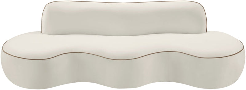 Swerve 101" Velvet Upholstered Sofa in Cream - 44021Cream-S