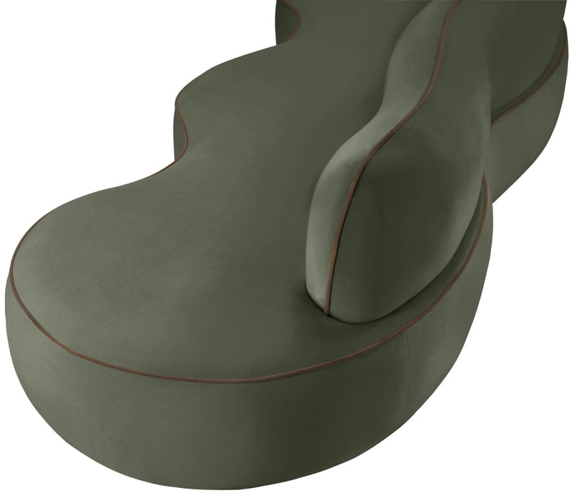 Swerve 101" Velvet Upholstered Sofa in Green - 44021Green-S
