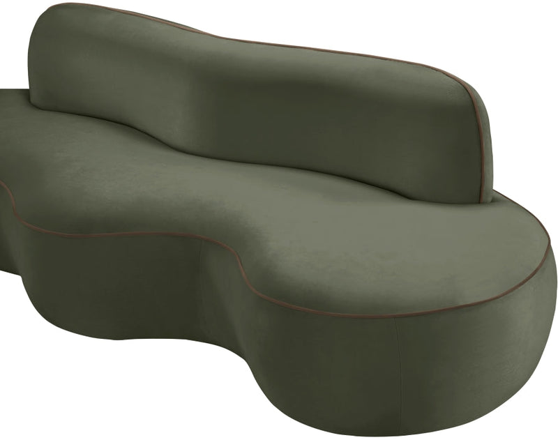 Swerve 101" Velvet Upholstered Sofa in Green - 44021Green-S