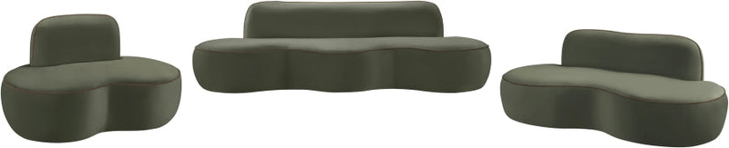 Swerve 101" Velvet Upholstered Sofa in Green - 44021Green-S