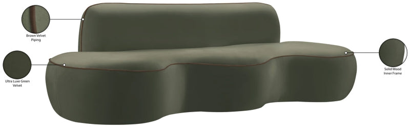Swerve 101" Velvet Upholstered Sofa in Green - 44021Green-S