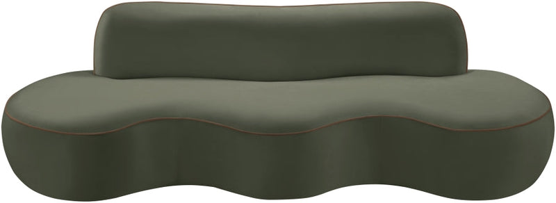 Swerve 101" Velvet Upholstered Sofa in Green - 44021Green-S