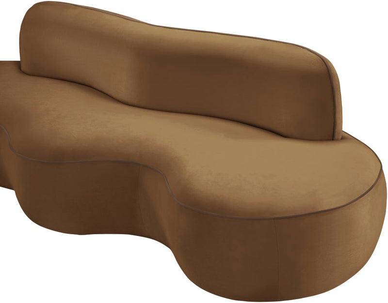 Swerve 101" Velvet Upholstered Sofa in Saddle - 44021Saddle-S