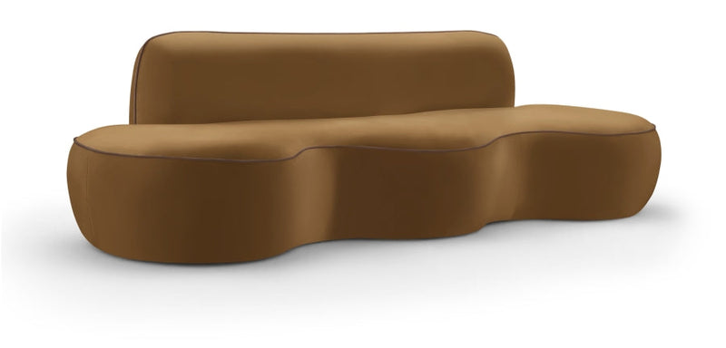 Swerve 101" Velvet Upholstered Sofa in Saddle - 44021Saddle-S