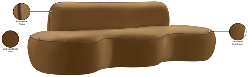 Swerve 101" Velvet Upholstered Sofa in Saddle - 44021Saddle-S