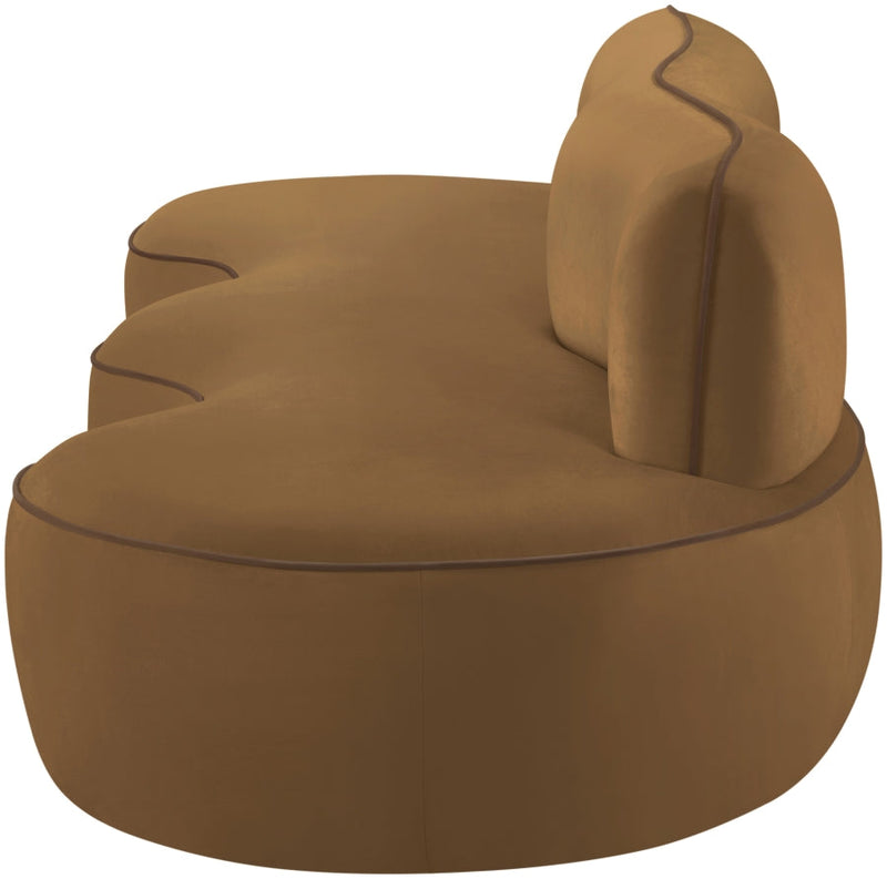 Swerve 101" Velvet Upholstered Sofa in Saddle - 44021Saddle-S