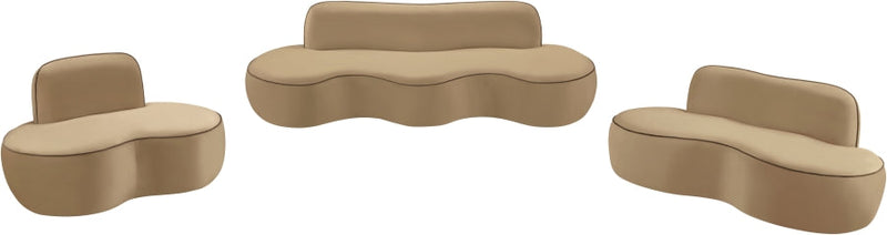 Swerve 77" Velvet Upholstered Loveseat in Beige - 44021Beige-L