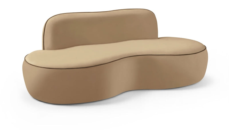 Swerve 77" Velvet Upholstered Loveseat in Beige - 44021Beige-L
