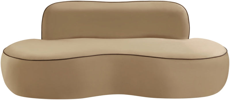 Swerve 77" Velvet Upholstered Loveseat in Beige - 44021Beige-L