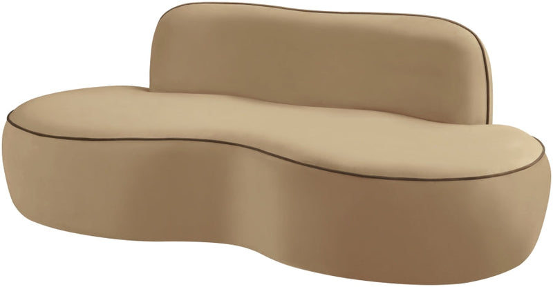 Swerve 77" Velvet Upholstered Loveseat in Beige - 44021Beige-L