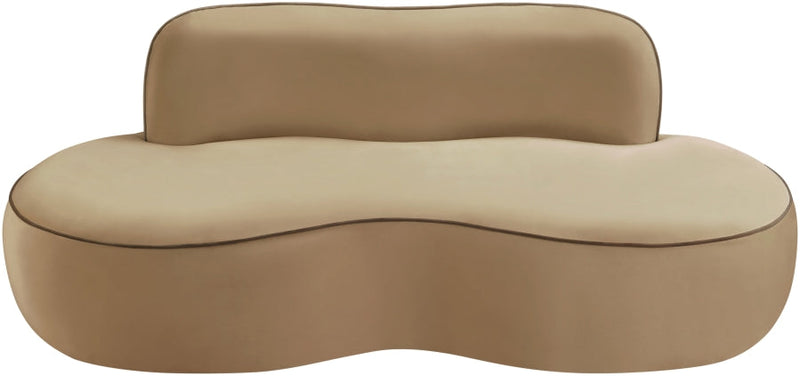 Swerve 77" Velvet Upholstered Loveseat in Beige - 44021Beige-L