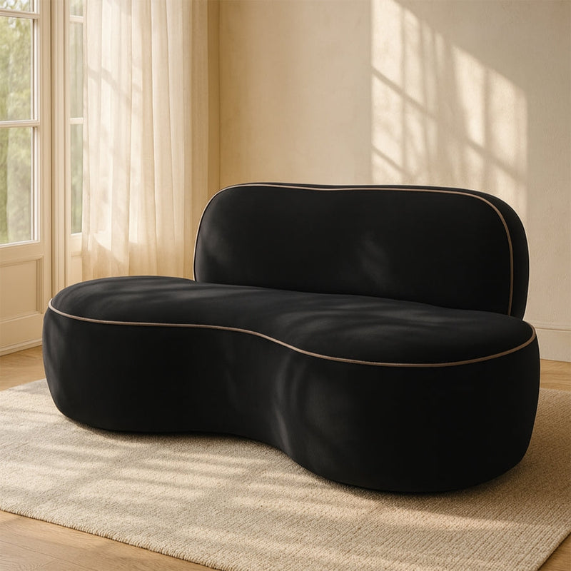 Swerve 77" Velvet Upholstered Loveseat in Black - 44021Black-L