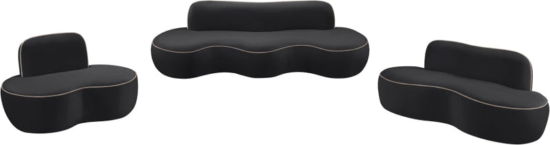 Swerve 77" Velvet Upholstered Loveseat in Black - 44021Black-L
