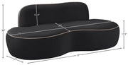 Swerve 77" Velvet Upholstered Loveseat in Black - 44021Black-L