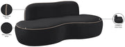 Swerve 77" Velvet Upholstered Loveseat in Black - 44021Black-L