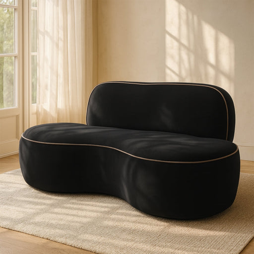 Swerve 77" Velvet Upholstered Loveseat in Black - 44021Black-L