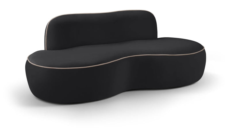 Swerve 77" Velvet Upholstered Loveseat in Black - 44021Black-L