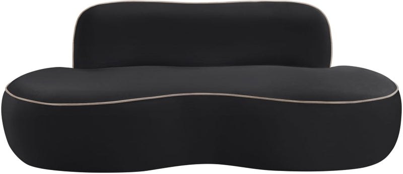 Swerve 77" Velvet Upholstered Loveseat in Black - 44021Black-L