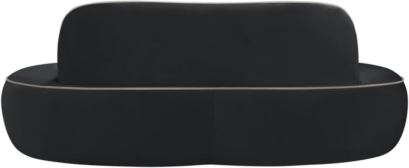 Swerve 77" Velvet Upholstered Loveseat in Black - 44021Black-L