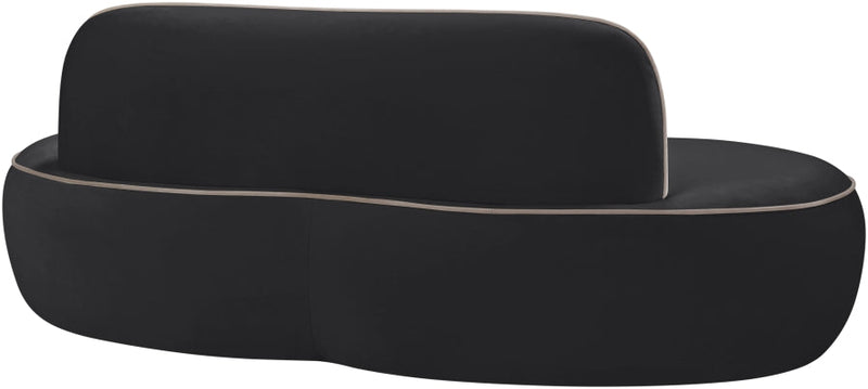 Swerve 77" Velvet Upholstered Loveseat in Black - 44021Black-L