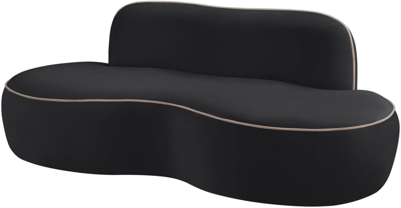 Swerve 77" Velvet Upholstered Loveseat in Black - 44021Black-L