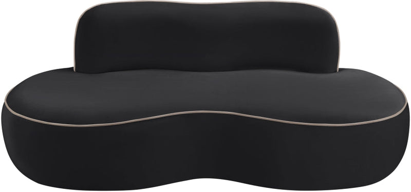 Swerve 77" Velvet Upholstered Loveseat in Black - 44021Black-L