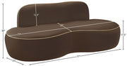 Swerve 77" Velvet Upholstered Loveseat in Brown - 44021Brown-L